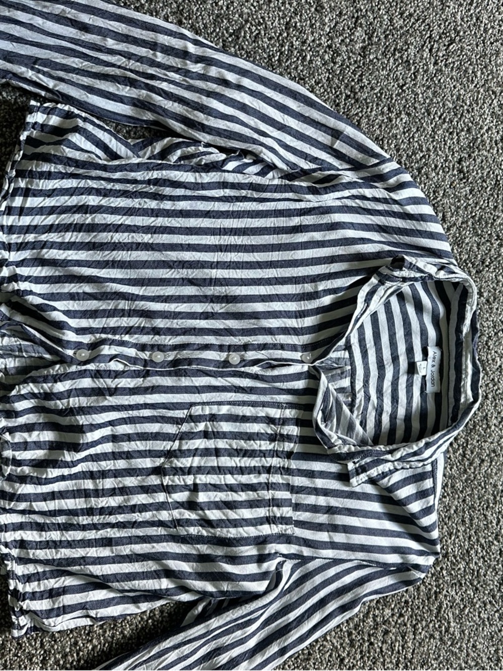 Striped Button-Down women’s Shirt - Navy & White
